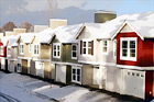 Row of Townhouses in Snow digital painting
