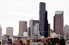 Downtown Seattle Buildings on Cloudy Day digital painting