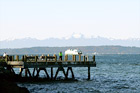 Dock, Mountains, & Ferry digital painting