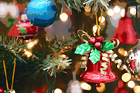 Ornaments on Christmas Tree digital painting