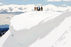 People on Top of Snowy Hill for Snowshoe Trip digital painting