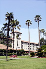 Nobili Hall & Palm Tress in Mission Gardens, Santa Clara digital painting