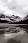 Vertical Diablo Lake Dramatic Clouds, Fog, and Reflection digital painting