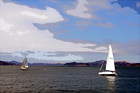 Two Sailboats in San Francisco Bay digital painting