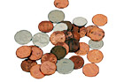 Coins on White Background digital painting