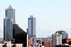 Seattle Buildings & Mt. Rainier digital painting