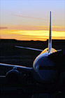 Airplane at Terminal During Sunset digital painting