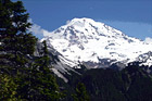 Mt. Rainier, Faint Moon & Blue Sky digital painting