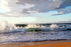 Waves Crashing on Polihale Beach digital painting