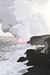 Lava, Smoke, Rocky Shore digital painting