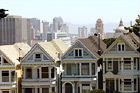 Famous Alamo Square in San Francisco digital painting