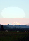 Mt. Rainier at Sunset & Full Moon digital painting