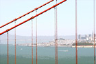 Bay Bridge seen through Golden Gate Bridge digital painting