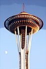 Space Needle & Moon digital painting