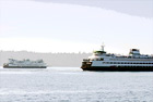 Two Seattle Ferry Boats digital painting