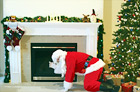 Santa by Fireplace digital painting