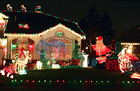 Christmas Lights on House & Yard digital painting