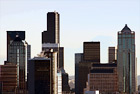 Seattle Buildings & Mt. Rainier in Background digital painting