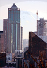 Mt. Rainier Behind Seattle Skyscrapers digital painting