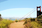 Golden Gate Bridge & Wildflowers on Trail digital painting