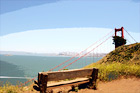Bench & Golden Gate Bridge digital painting
