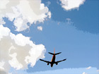 Airplane Overhead in Sky digital painting