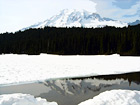 Mt. Rainier at Snow Covered Reflection Lake digital painting