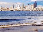 Seattle Buildings from Alki Beach digital painting