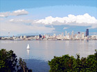 Sailboat & Seattle View digital painting