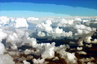 Puffy Clouds Aerial View digital painting