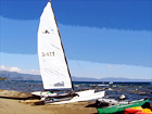 Sailboat & View of Lake Tahoe digital painting