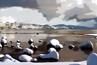Lake Tahoe Clouds and Snow digital painting