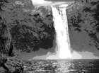 Black & White Snoqualmie Falls digital painting