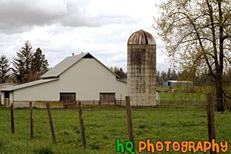 White Barn, Silo & Tree