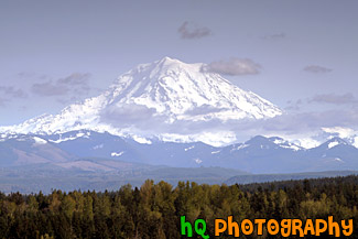 Mt. Rainier, Blue Sky & Scattered Clouds