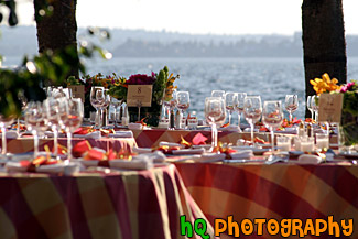 Tables & Wine Glass at a Wedding