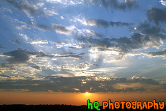 Blue Sky, Clouds & Orange Sunset