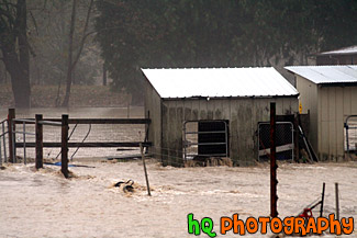 Farm Shed in Flooded by River