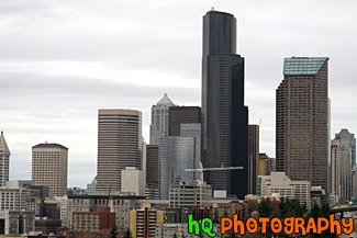 Downtown Seattle Buildings on Cloudy Day