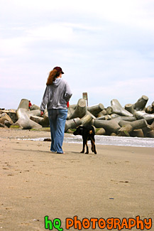 Walking Dog on Beach