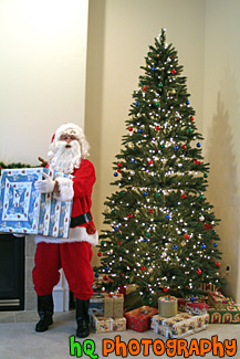 Santa Claus Holding a Present