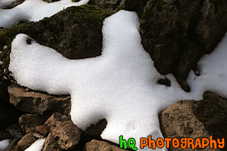 Snow on Rocks Close Up