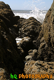 Ocean Waves Splashing on Rocks