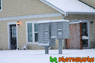 Snow Falling in Residential Area