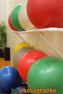 Yoga Balls on Rack