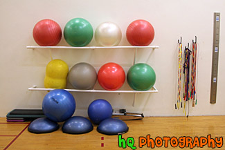 Yoga Balls Against Wall