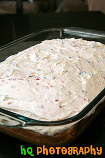 Rainbow Chip Cake in Dish