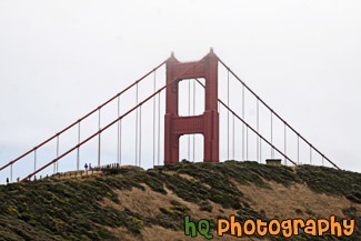 Tip of Golden Gate Bridge Behind Hill