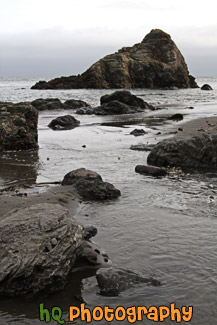 Ocean Rocks Along Beach