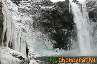 Icicles Surrounding Waterfall